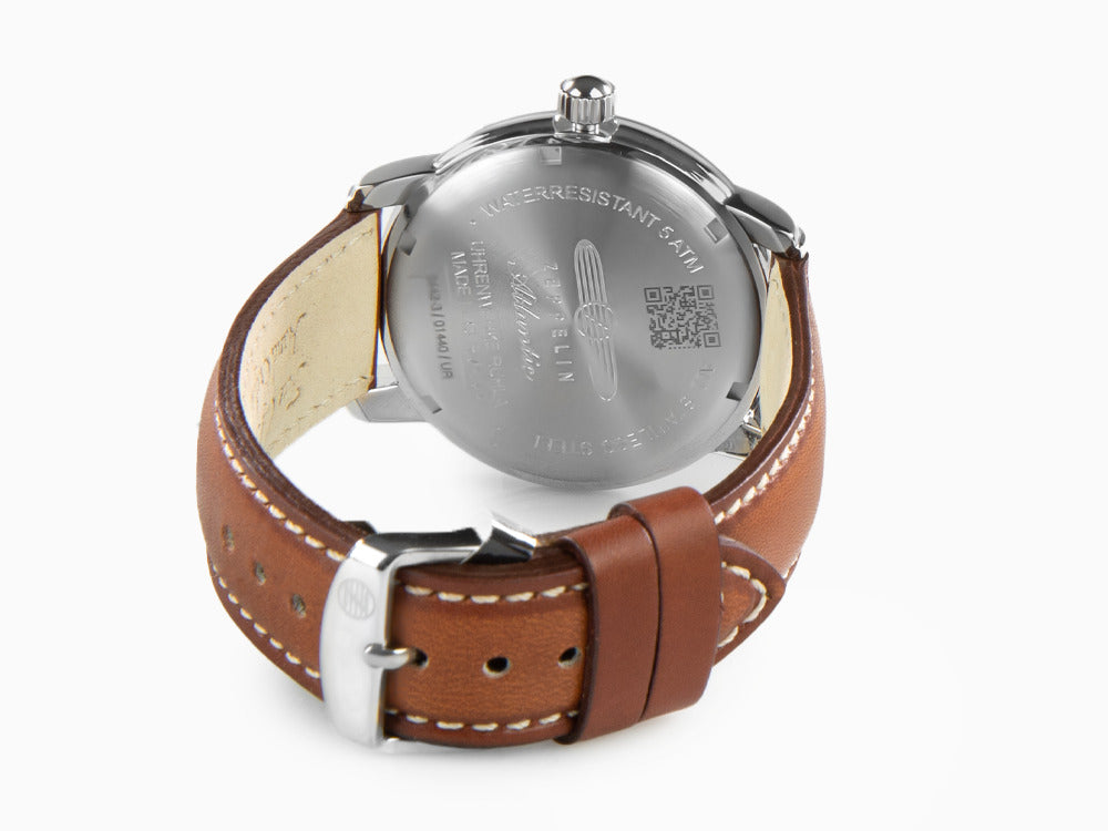 Zeppelin Atlantic Quartz Uhr, Blau, 41 mm, Tag, Lederband, 8442-3