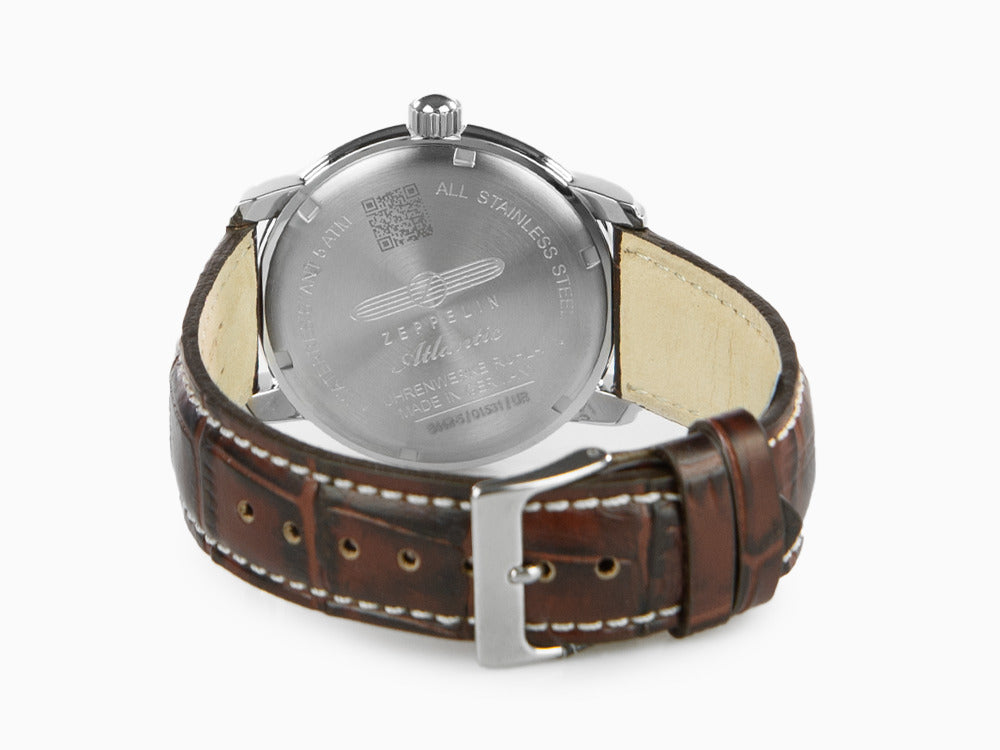 Zeppelin Atlantic Quartz Uhr, Weiss, 41 mm, Tag, Lederband, 8442-5