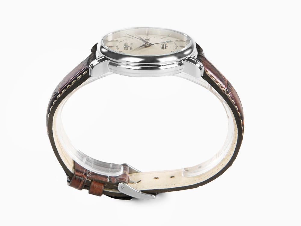 Zeppelin Atlantic Quartz Uhr, Weiss, 41 mm, Tag, Lederband, 8442-5