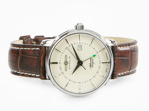 Zeppelin Atlantic Quartz Uhr, Weiss, 41 mm, Tag, Lederband, 8442-5