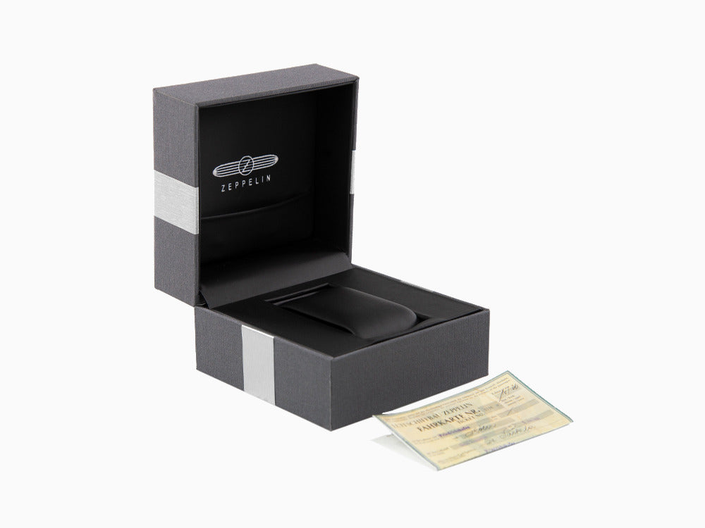 Zeppelin Atlantic Quartz Uhr, Weiss, 41 mm, Tag, Lederband, 8442-5