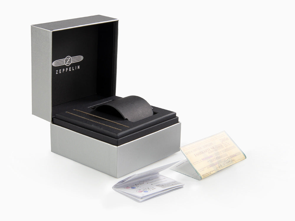 Zeppelin Atlantic Automatik Uhr, Schwarz, 41 mm, Tag Datum, Lederband, 8466-2