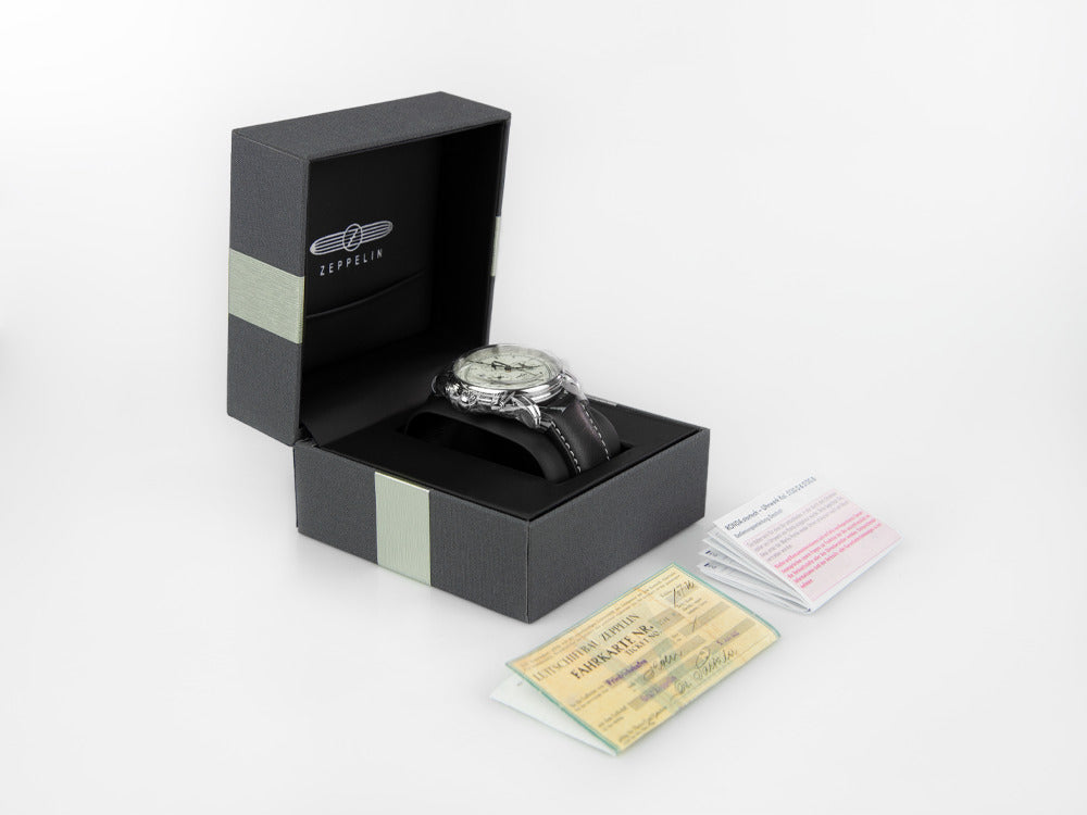 Zeppelin 100 Years Zeppelin Ed. 1 Quartz Uhr, Weiss, 42 mm, Tag, 8680-3