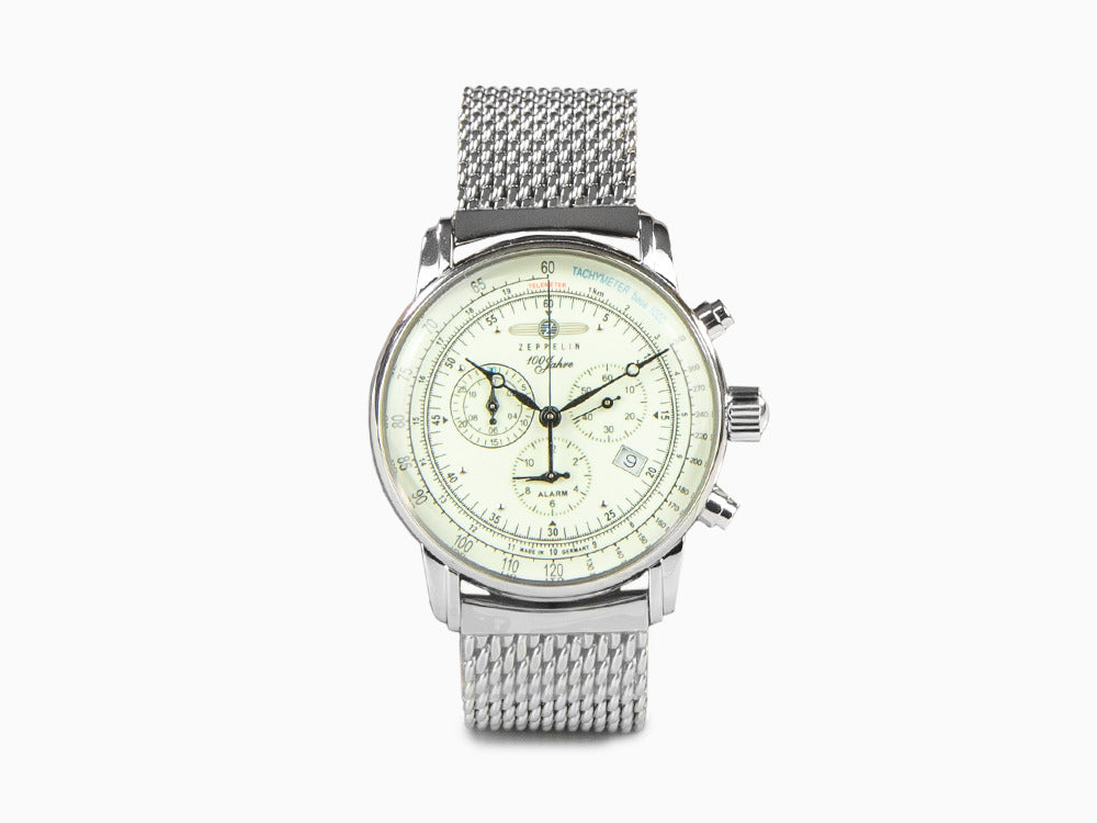 Zeppelin 100 Years Zeppelin Ed. 1 Uhr, Beige, 42 mm, Tag, Milanaise, 8680M-3