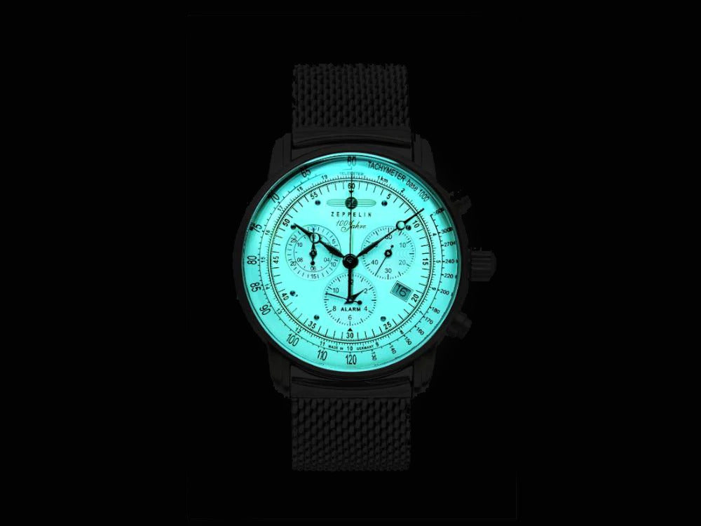 Zeppelin 100 Years Zeppelin Ed. 1 Uhr, Beige, 42 mm, Tag, Milanaise, 8680M-3