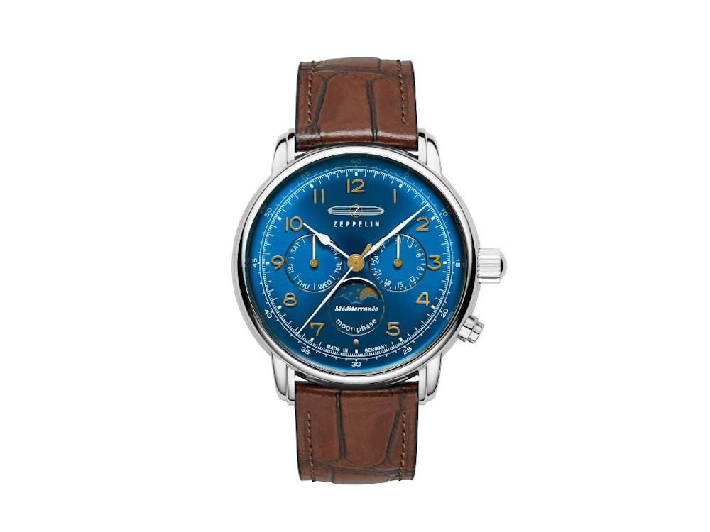 Zeppelin Méditerranée Quartz Uhr, Blau, 42 mm, 9636-3
