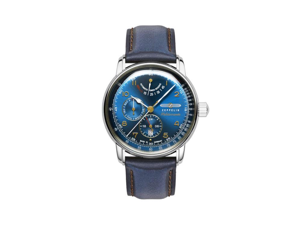 Zeppelin Méditerranée Automatik Uhr, Blau, 42 mm, Tag, 9690-3