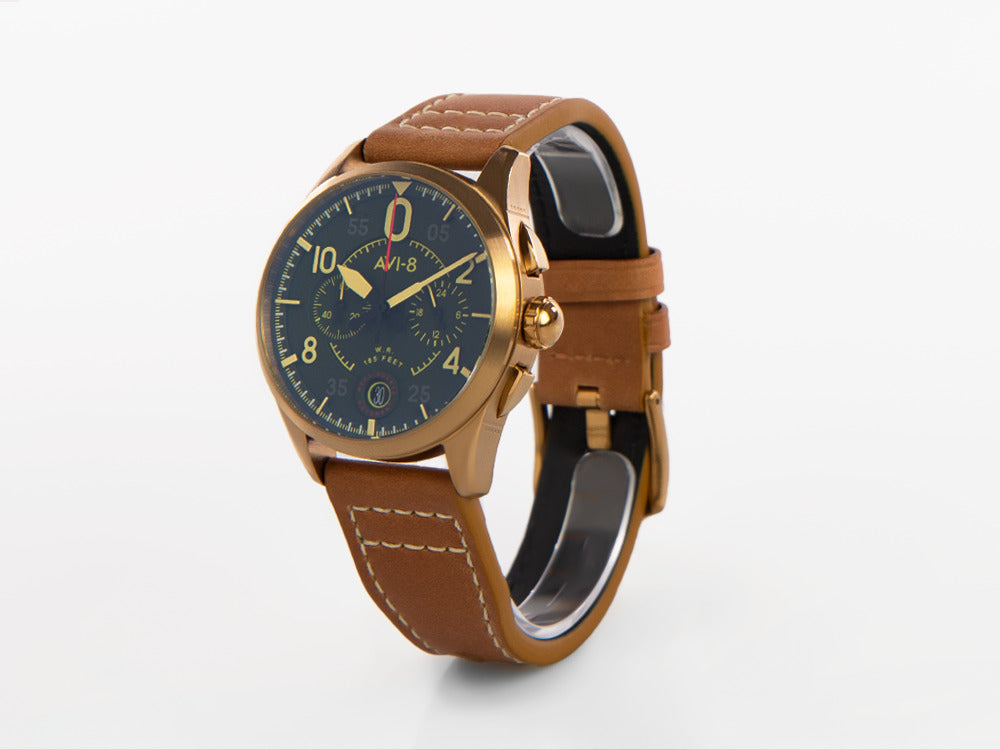 AVI-8 Spitfire Lock Chronograph Bronze Green Quartz Uhr, 42 mm, AV-4089-02