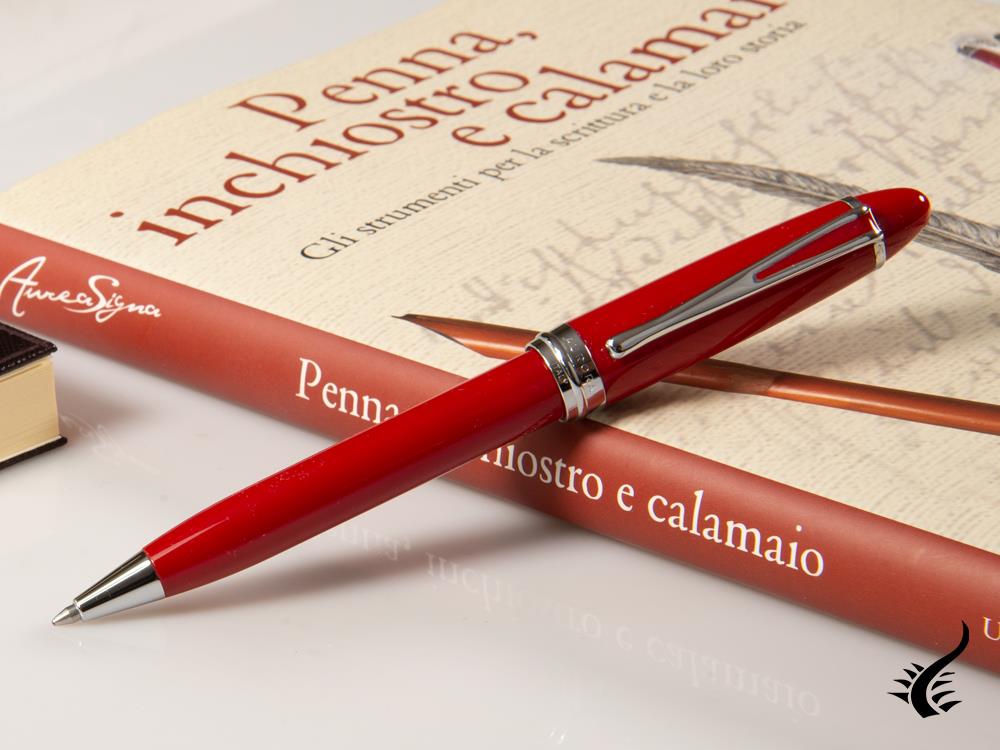 Aurora Ipsilon Kugelschreiber, Rotes Edelharz, Verchromte Akzente, B32CR
