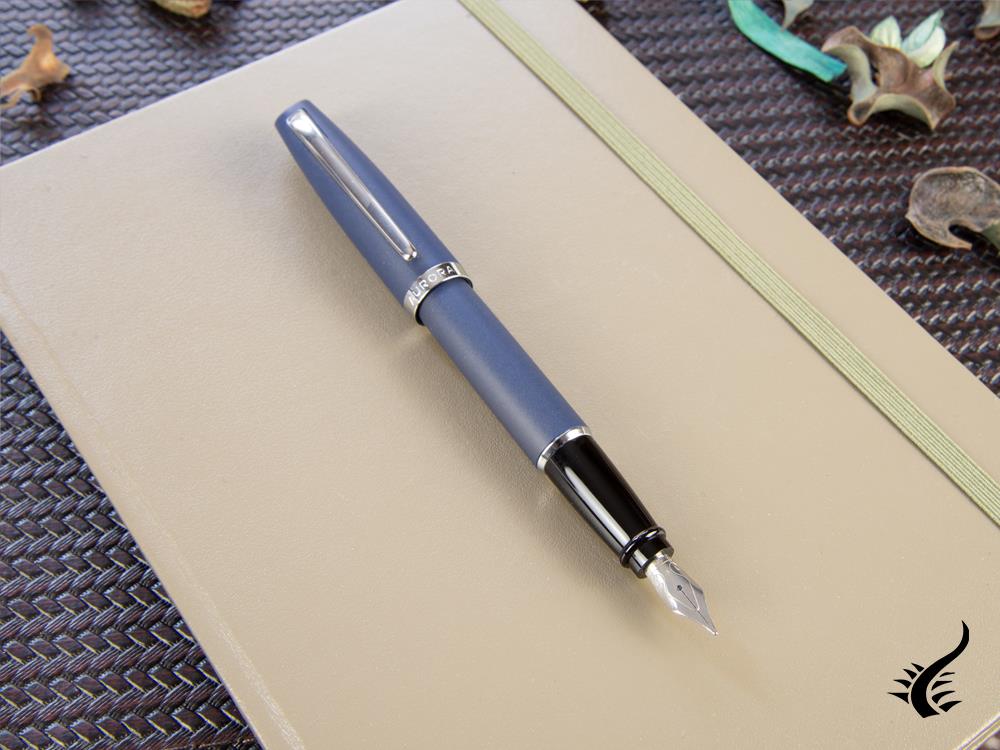 Aurora Style Füllhalter, Blaues Edelharz, Verchromte Akzente, E20B