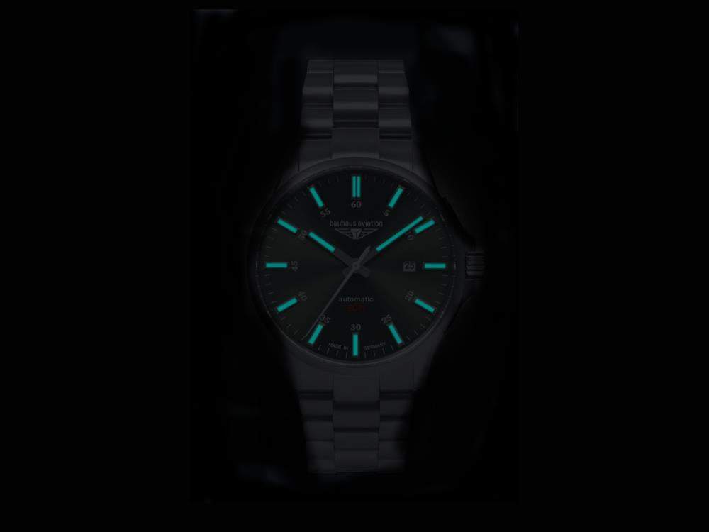 Bauhaus Aviation Automatik Uhr, Titan, Grün, 42 mm, Miyota 8315, 2864M-4