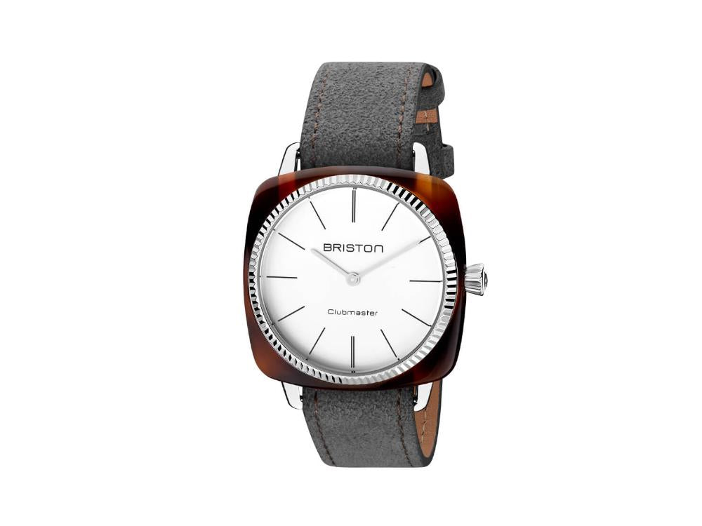 Briston Clubmaster Elegant Quartz Uhr, Weiss, 37 mm, 22937.SA.T.2.LNT