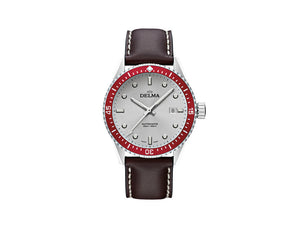 Delma Diver Cayman Automatik Uhr, Silber, 42 mm, Lederband, 41601.706.6.066