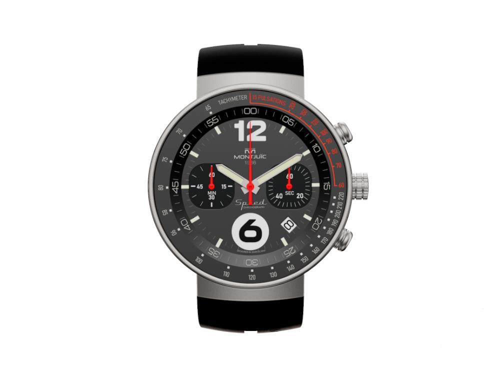 Montjuic Speed Chronograph Quartz Uhr, Edelstahl , Schwarz, 45 mm, MJ2.0202.S