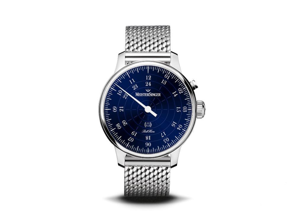 Meistersinger Bell Hora Automatik Uhr, SW 200, Blau, 43 mm, BHO908-MIL20