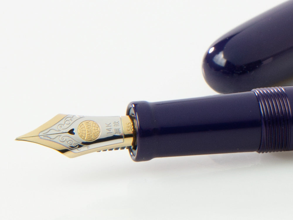 Nakaya Cigar Füllfederhalter Long, Shobu, Ebonite, 14k Gold bicolour