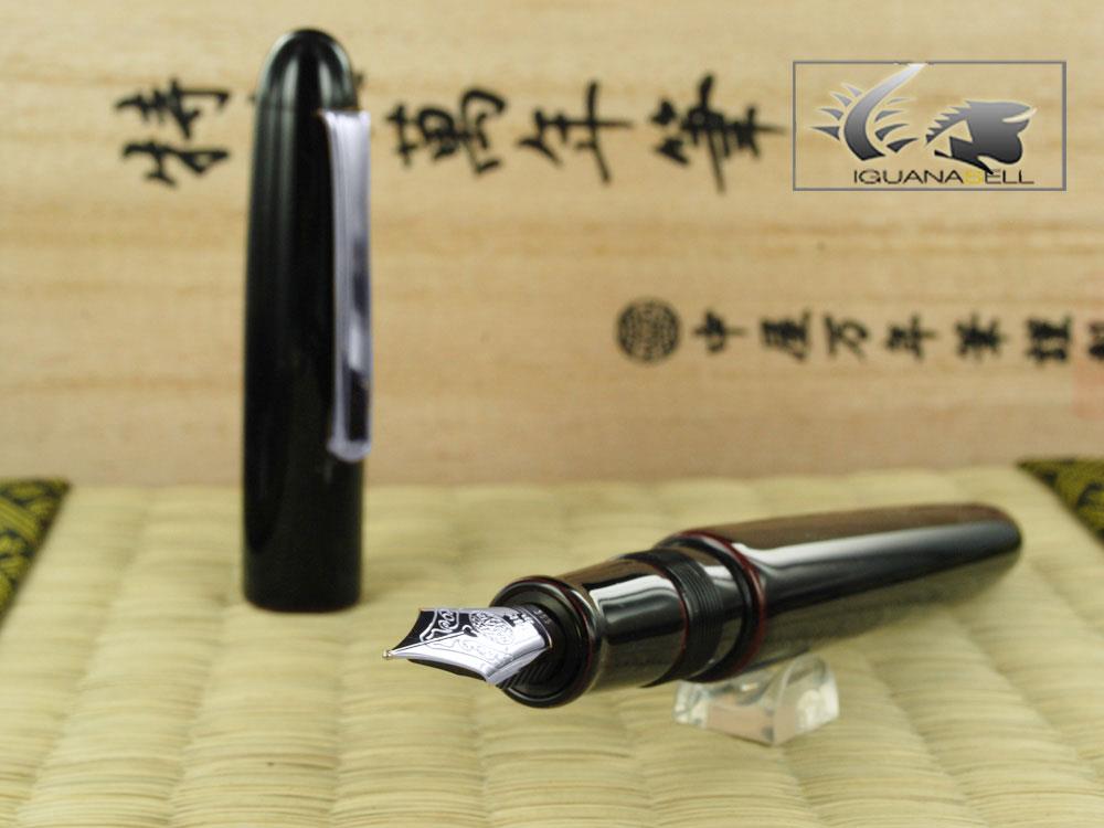 Nakaya Writer Füllfederhalter Kuro-Tamenuri, Naturkautschuk, Rhodiniert