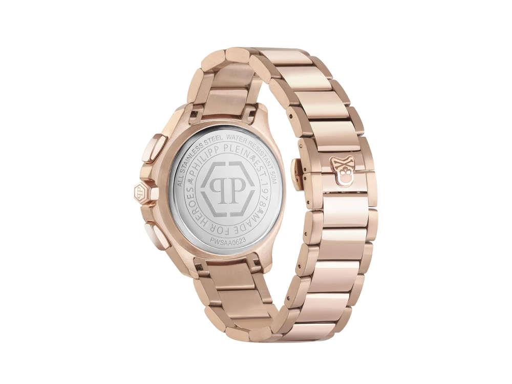 Philipp Plein 44 mm Quartz Uhr, PVD Rose Gold, Braun, Mineral Glas, PWSAA0623