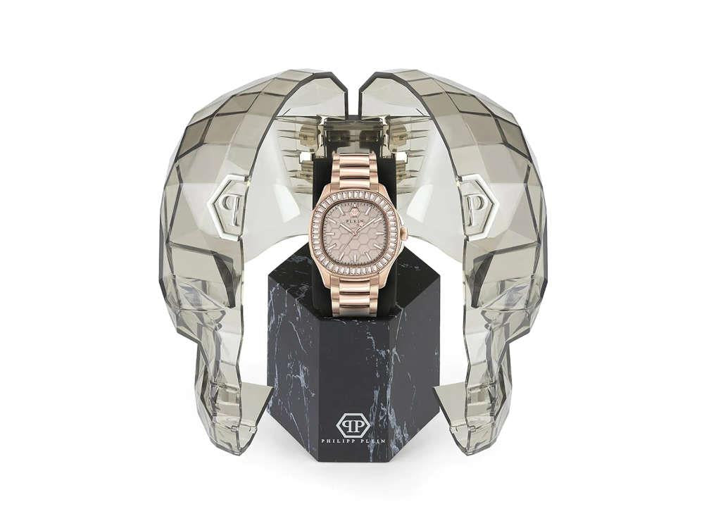 Philipp Plein Lady Quartz Uhr, PVD Rose Gold, Taupe, 38 mm, PWTAA0723
