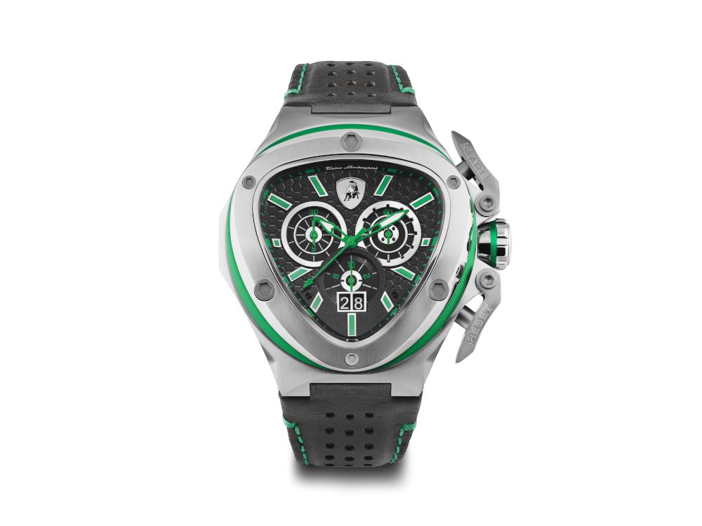 Tonino Lamborghini Spyder X Green SS Quartz Uhr, 53 mm, Chronograph, T9XF-SS
