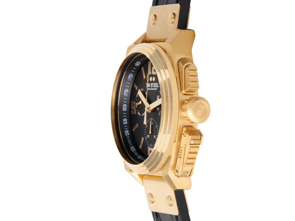 TW Steel Swiss Canteen Quartz Uhr, Schwarz, 46 mm, Lederband, 10 atm, TW1118