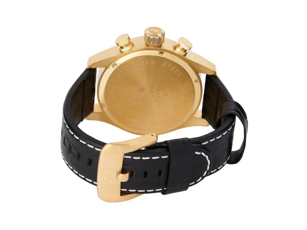 TW Steel Volante Quartz Uhr, Schwarz, 48 mm, Lederband, 10 atm, VS115