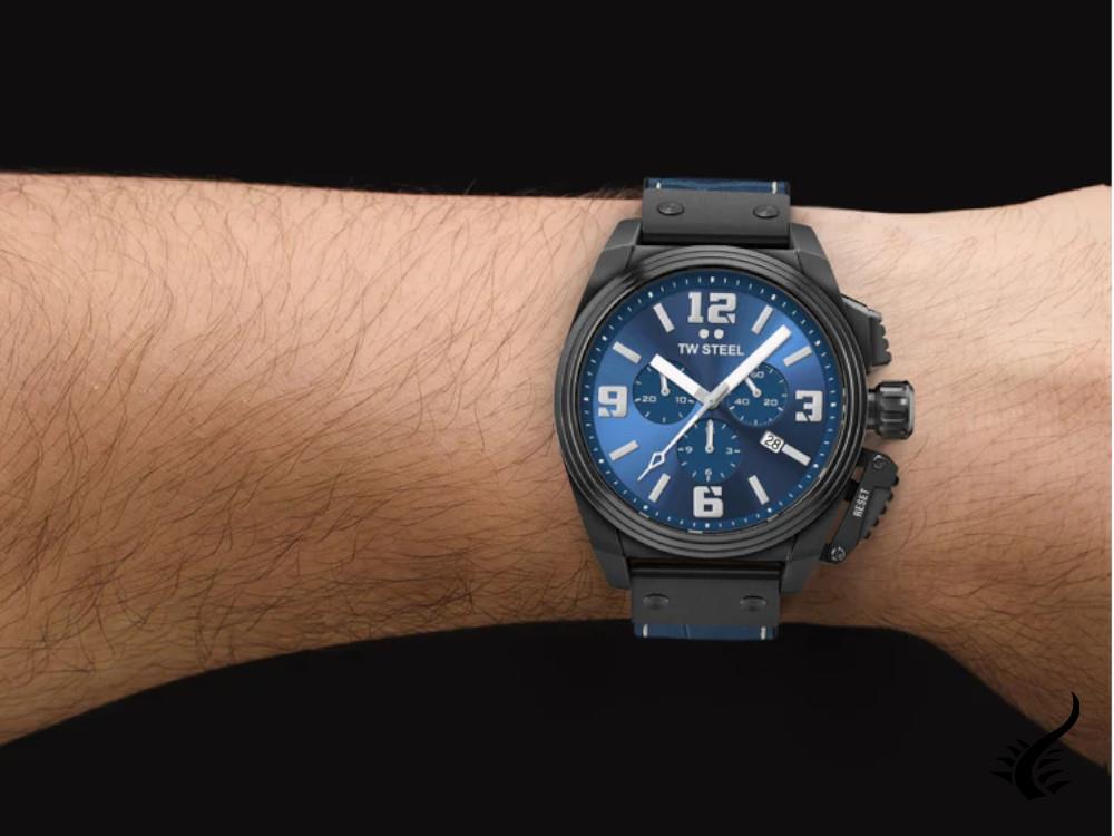 TW Steel Canteen Quartz Uhr, Blau, 46 mm, Lederband, 10 atm, TW1016