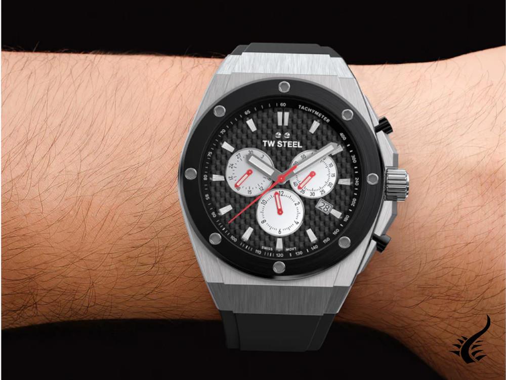 TW Steel Ceo Tech 44mm Quartz Uhr, Schwarz, 44 mm, Kautschukband, CE4049