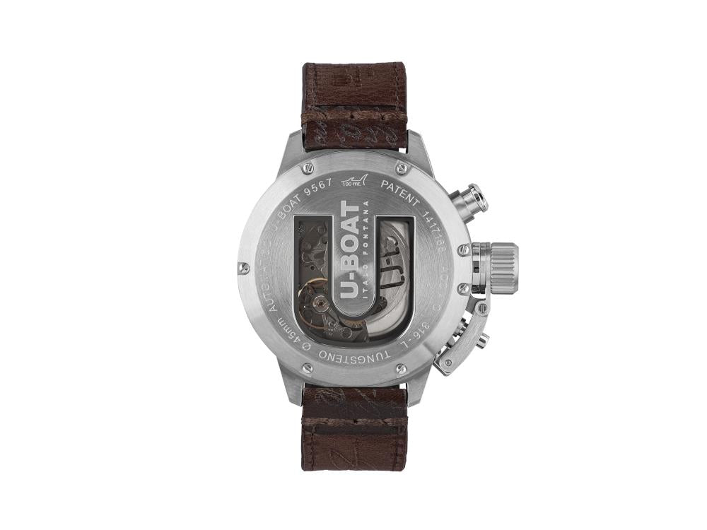 U-Boat Classico Tungsteno Chronograph Quartz Uhr, 45 mm, Schwarz, 9567