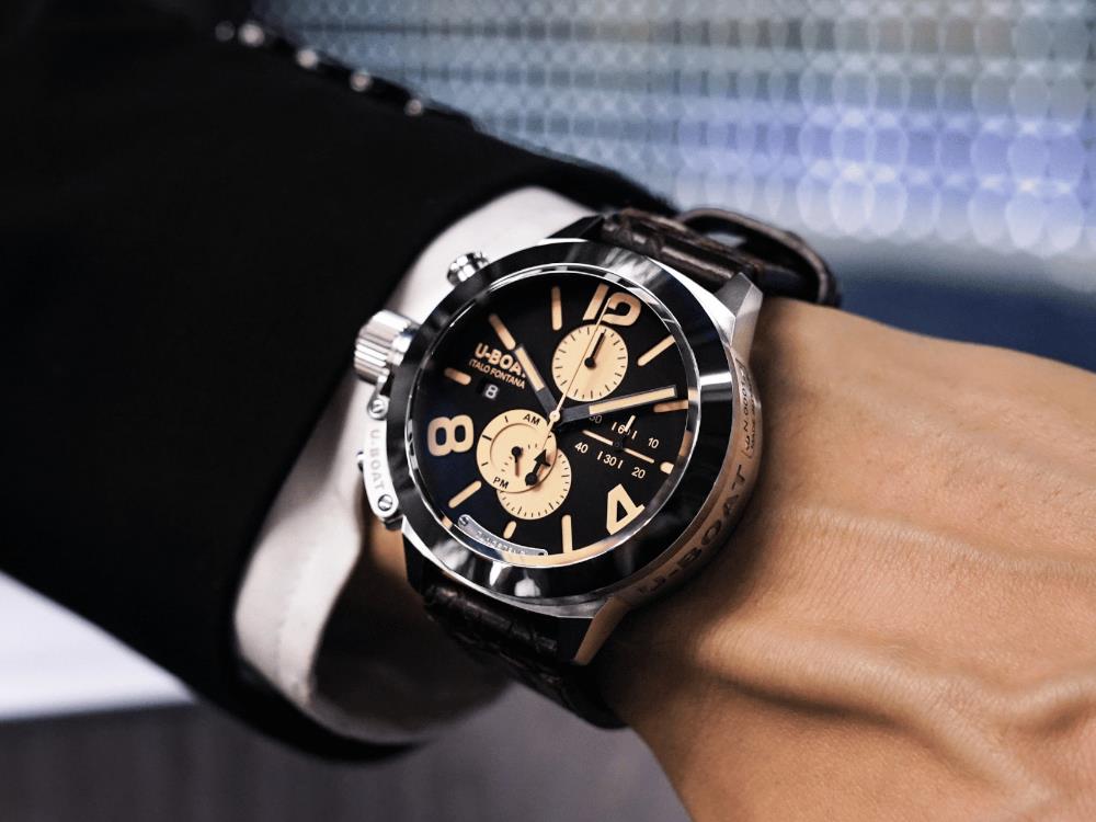 U-Boat Classico Tungsteno Chronograph Quartz Uhr, 45 mm, Schwarz, 9567