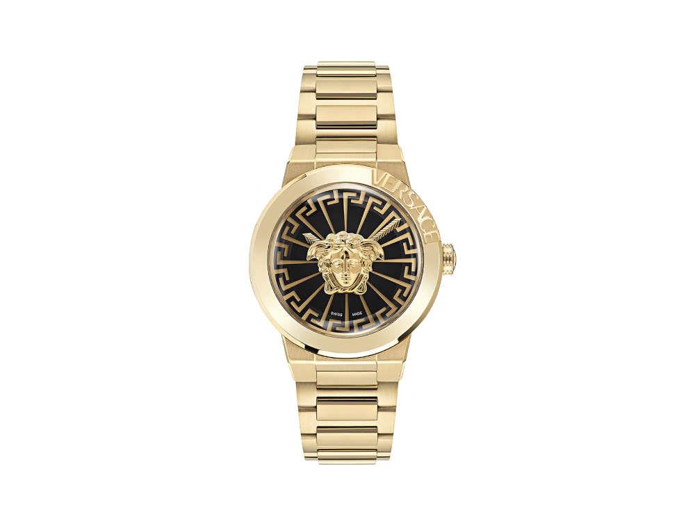 Versace Medusa Infinite Quartz Uhr, PVD Gold, Schwarz, 38 mm, VE3F00522