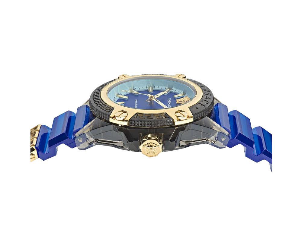Versace Icon Active Indiglo Quartz Uhr, Polycarbonat, Blau, 43 mm, VE6E00323