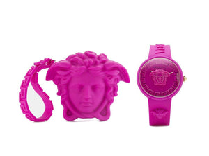 Versace Medusa Pop Quartz Uhr, Silikone, Rose, 39 mm, Shapir-Glas, VE6G00323