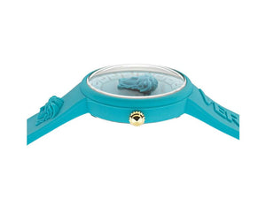 Versace Medusa Pop Quartz Uhr, Silikone, Türkis, 39 mm, Shapir-Glas, VE6G00423