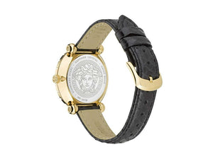 Versace Greca Twist Quartz Uhr, PVD Gold, Schwarz, 35 mm, Shapir-Glas, VE6I00323