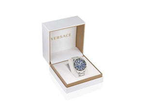 Versace Greca Dome Chrono Quartz Uhr, Blau, 43 mm, Shapir-Glas, VE6K00323