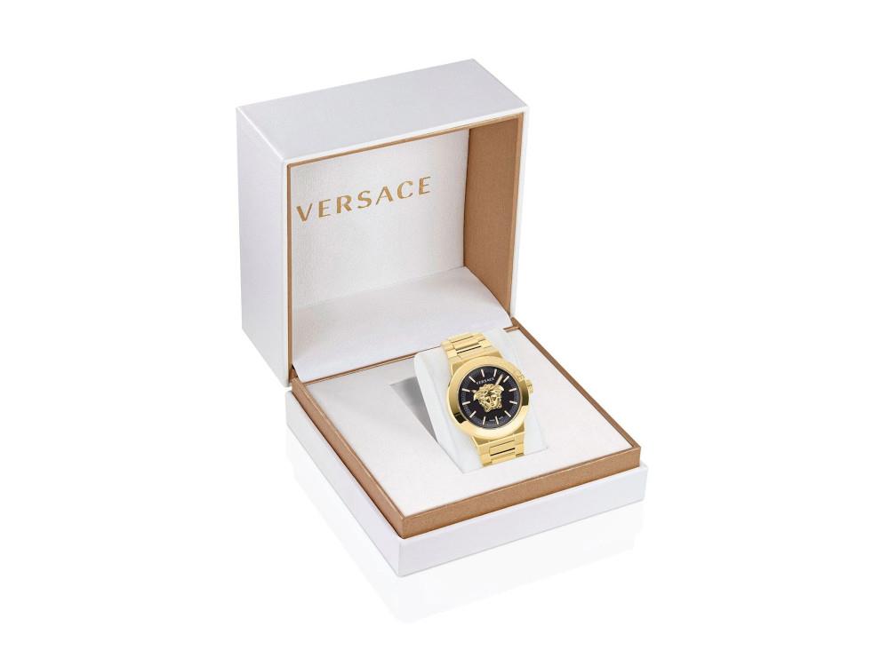 Versace Medusa Infinite Gent Quartz Uhr, PVD Gold, Schwarz, 47 mm, VE7E00623