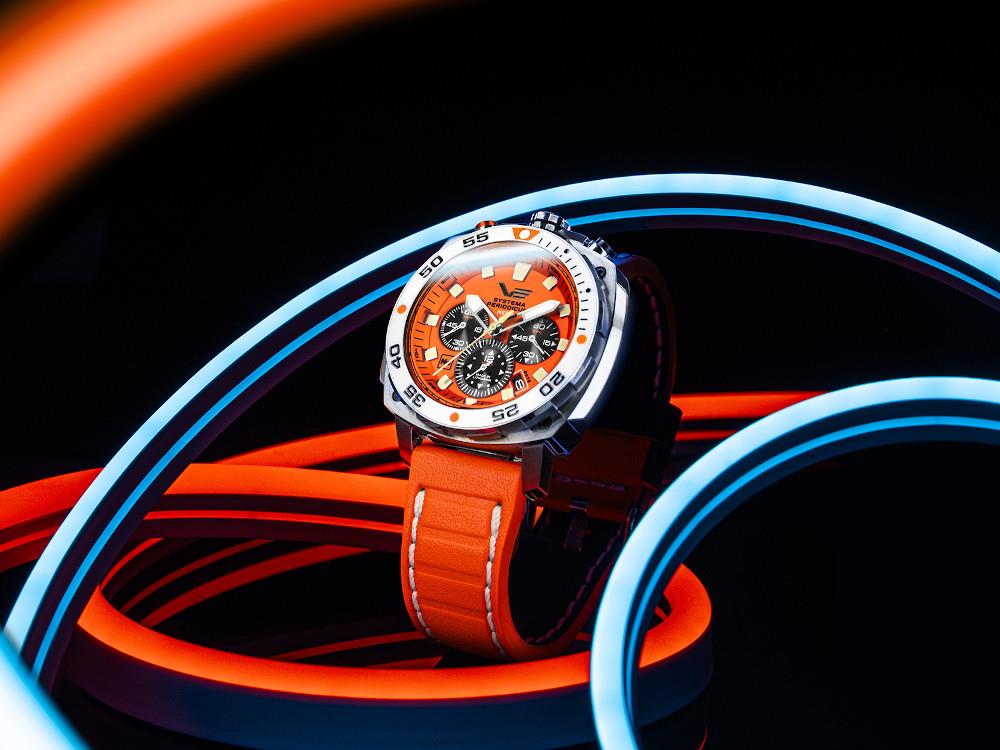 Vostok Europe Systema Periodicum Neon Quartz Uhr, Orange, LE, VK67-650A723-L-OR