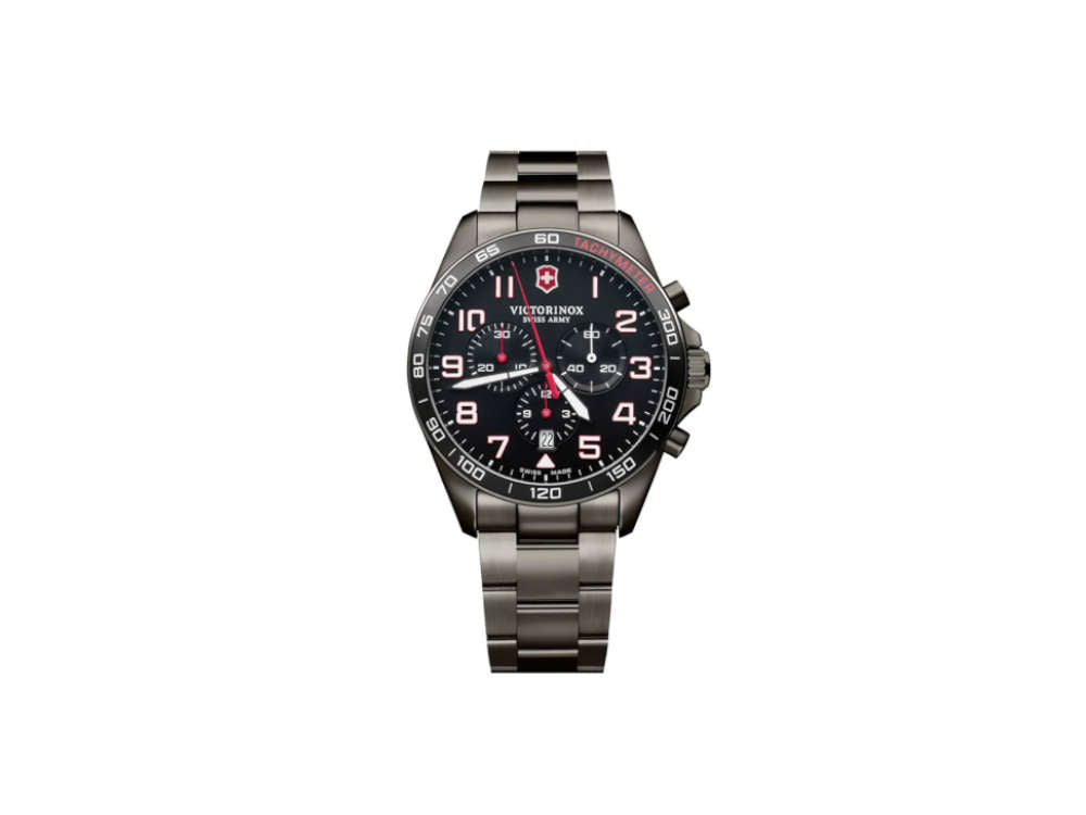 Victorinox Fieldforce Sport Chrono Quartz Uhr, Schwarz, 42 mm, Stahlband V241890
