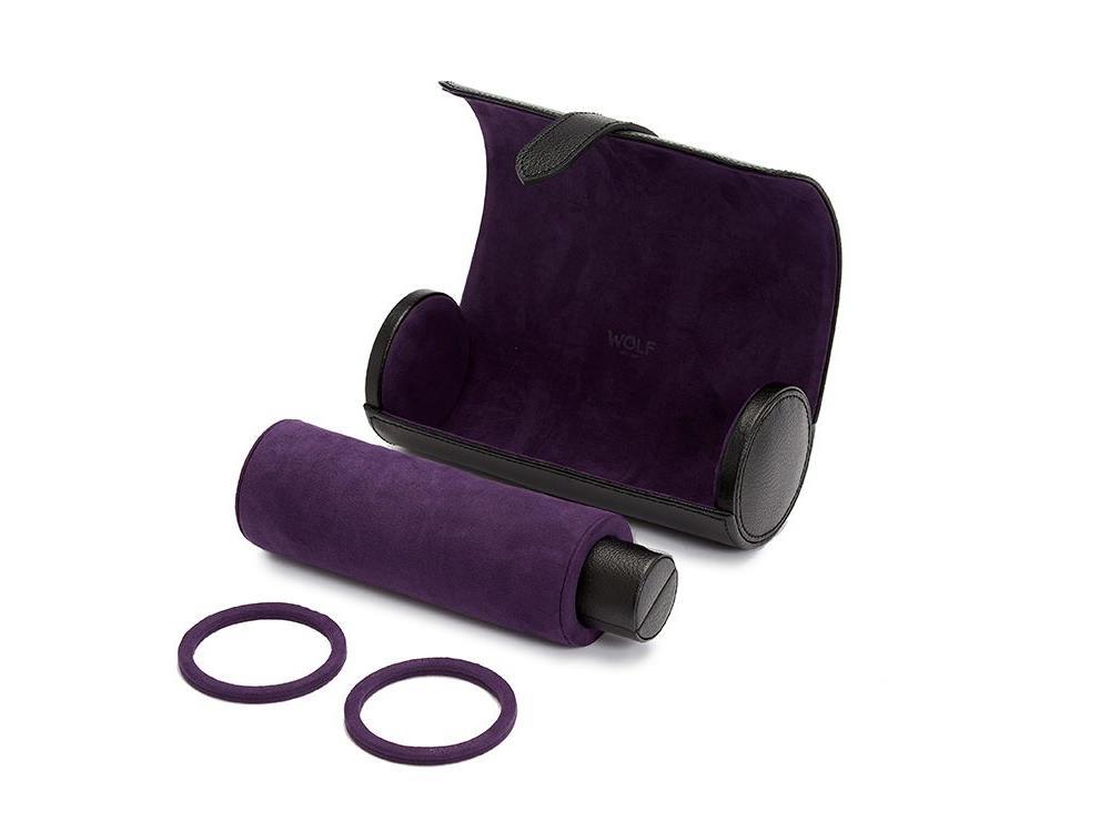 WOLF Blake Uhrenrolle, 3 Uhren, Schwarz, Leder, 305028