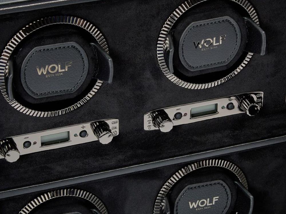 WOLF British Racing Uhrenbeweger, 6 Uhren, Schwarz, 792402