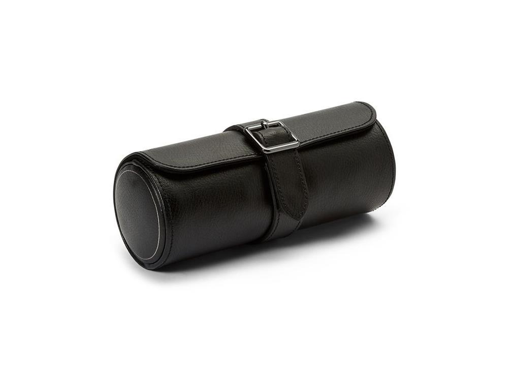 WOLF British Racing Uhrenrolle, 3 Uhren, Schwarz, Leder, 792902