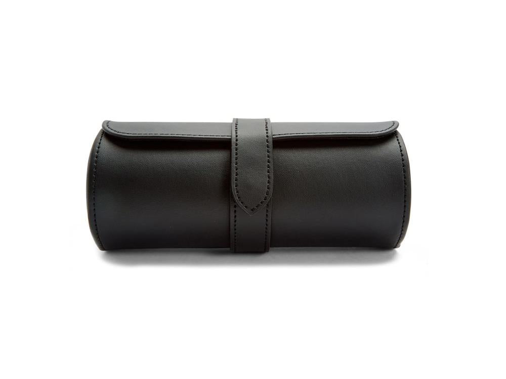 WOLF Axis Uhrenrolle, 3 Uhren, Schwarz, Leder, 488403