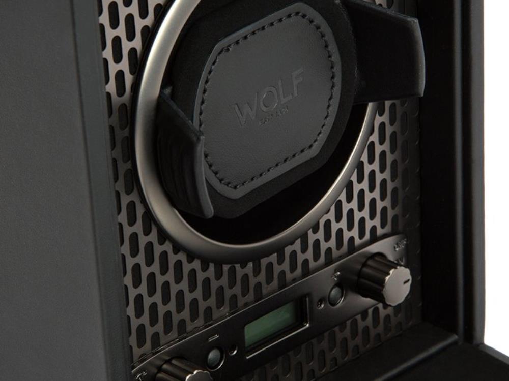 WOLF Axis Uhrenbeweger, 1 Uhr, Schwarz, Vegane Leder, 469103