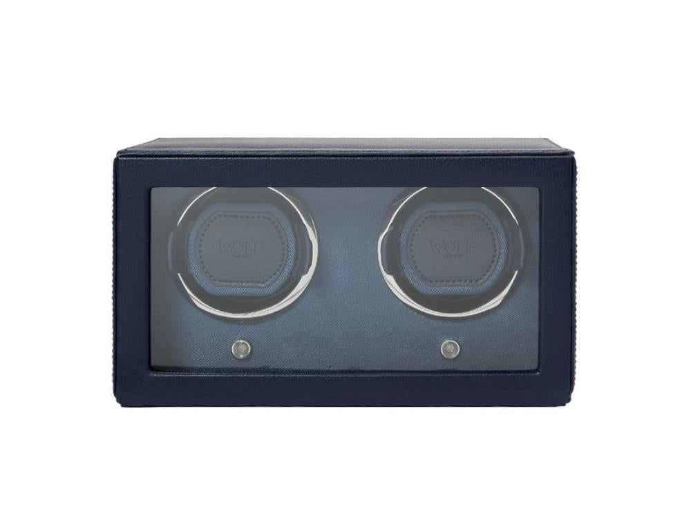 WOLF Cub Uhrenbeweger, 2 Uhren, Blau, Vegane Leder, 461217