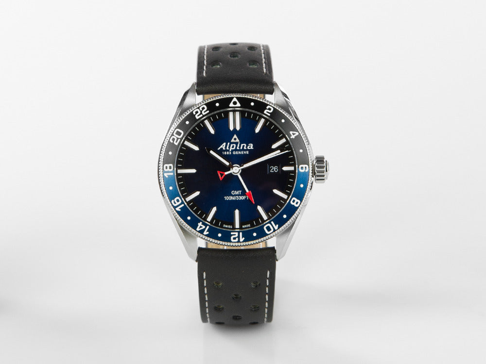 Alpina Alpiner Quartz Uhr, Blau, GMT, Tag, Schwarz, AL-247NB4E6