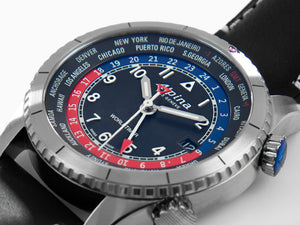 Alpina Startimer Pilot Quartz Worldtimer Uhr, 41 mm, Schwarz, AL-255BRB4S26