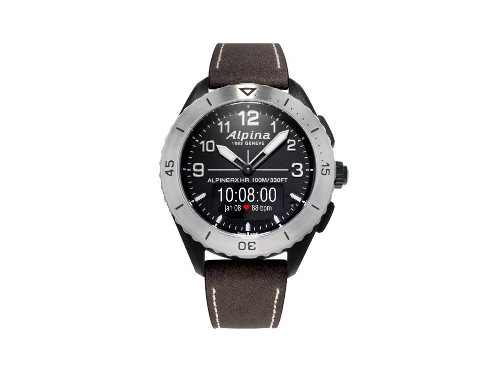Alpina AlpinerX Alive Quartz Uhr, Schwarz, GMT, Alarm, Braun, AL-284LBBW5SAQ6