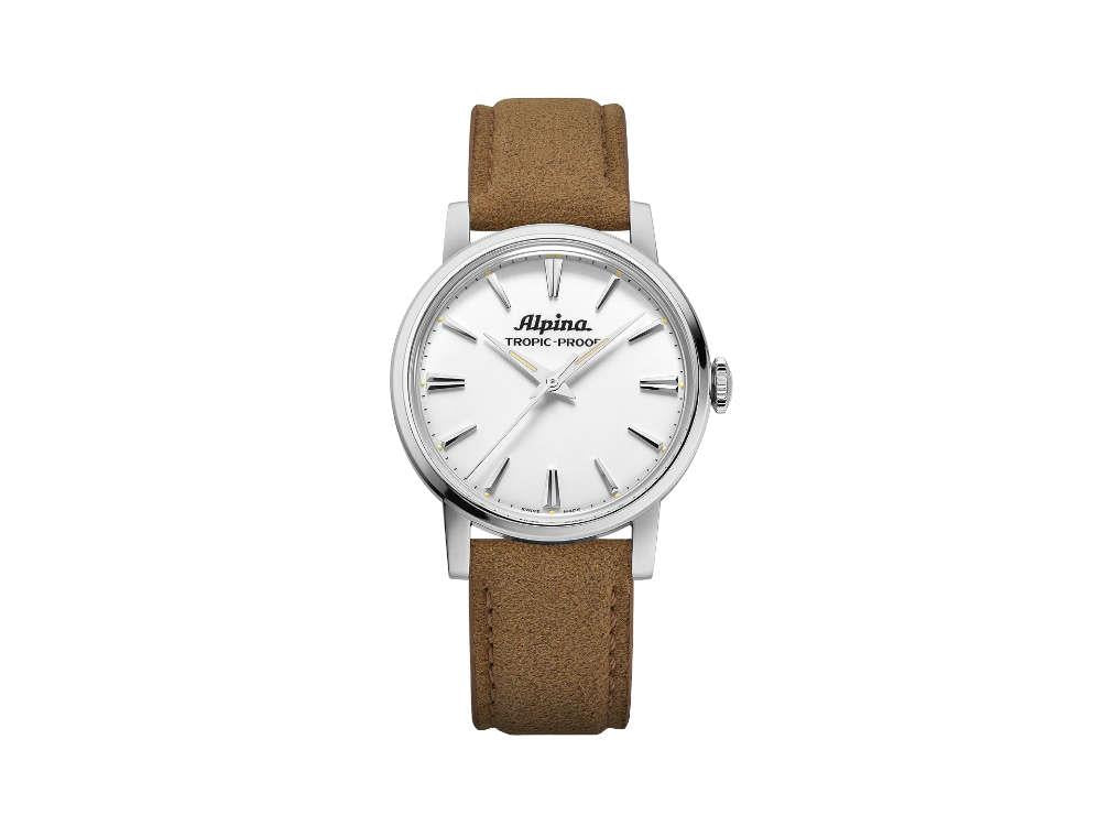 Alpina Heritage Tropic-Proof Handwinding Uhr, 34 mm, Weiss, AL-480S2H6