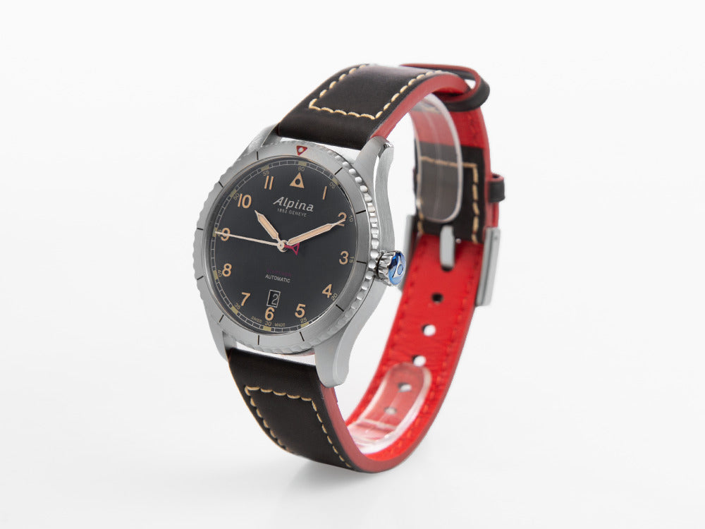 Alpina Startimer Pilot Automatik Uhr, 41 mm, Schwarz, Tag, AL-525BBG4S26